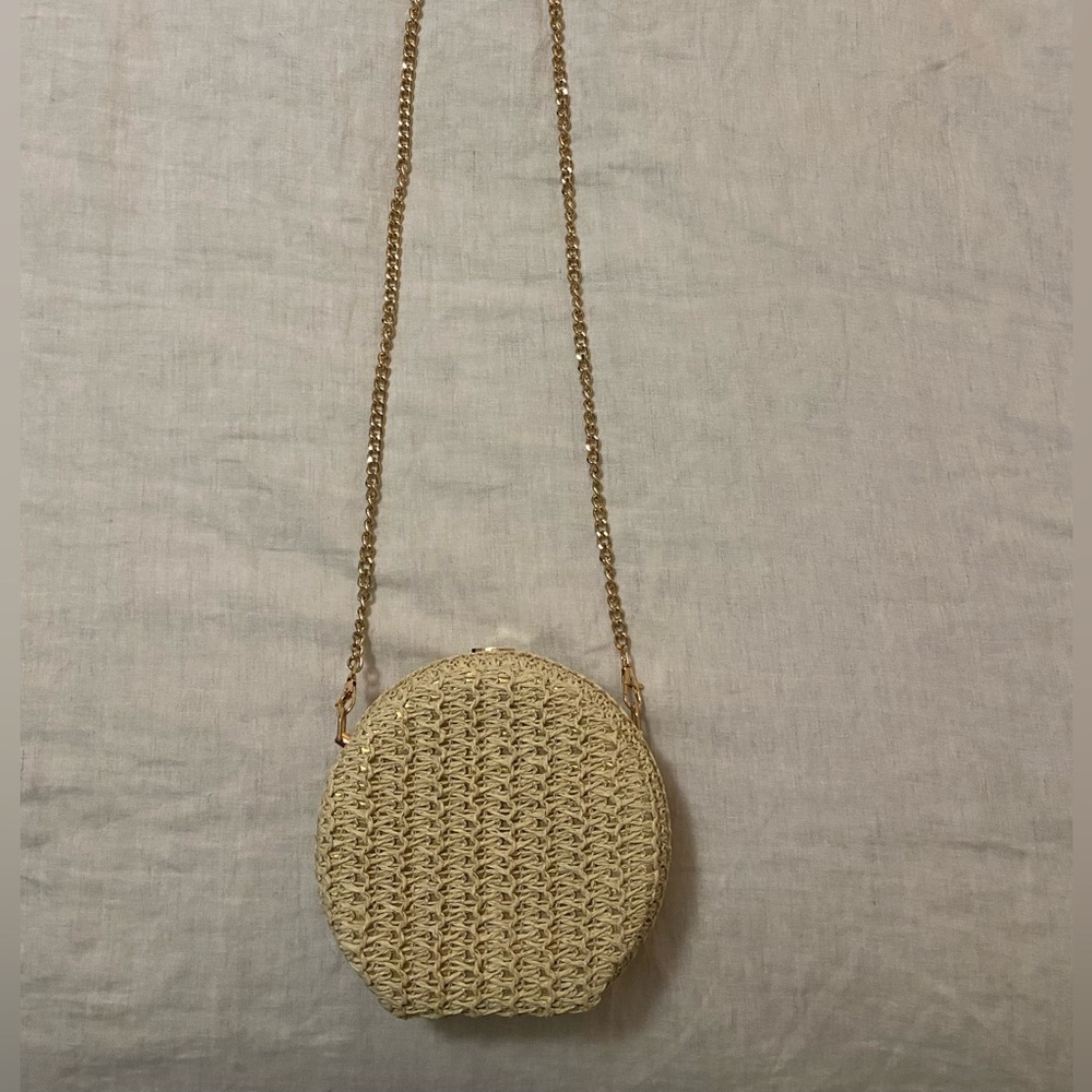 Haute Hippie Round Raffia Gold Chain Crossbody - Picture 2 of 6